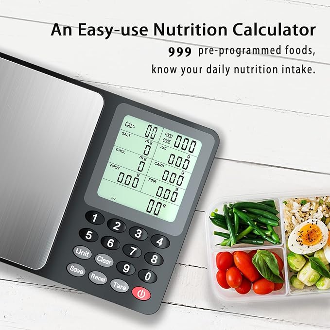 Fuzion Nutrition Food Scale, Digital Food Scale for Weight Loss, Calculating Food Facts, Macro, Calorie, Meal Prep, Portion Control, Stainless Steel