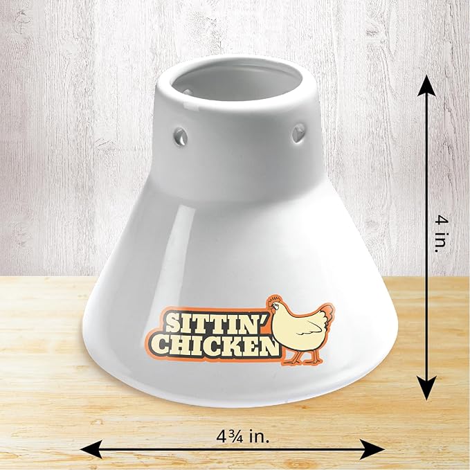 Sittin' Chicken Ceramic Beer Can Steamer & Roaster-Easily Infuse Marinade & Sauce Flavors Into Your Meat- Wide Ceramic Base for Oven or Grill Use- Durable & Reusable for Xmas Dinner & Holiday Parties
