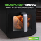 Nutrichef Electric Air Fryer Tenderizer 6.3 Quart | 12-1 Preset Cooking Functions | Includes Tenderizing Function | Digital Display | Transparent Window For Best Cooking Results | Black