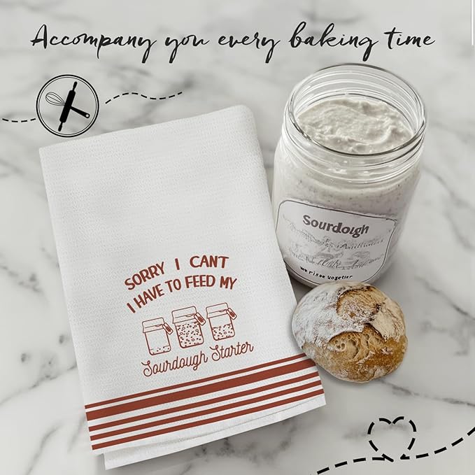 Funny Sourdough Baking Kitchen Towels, Gifts for Sourdough Bakers Tea Dish Towels for Kitchen, Baking Lover Gifts Decorative Hand Towels, 16x24 Inch Red