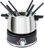 Swissmar Arolla 10 Pieces Stainless Steel Electric Fondue Set - Perfect Fondue Pot Electric Set for Cheese, Caramel, Chocolate, Oil, Broth & More - Gift Ideas for Wedding, House Warming, 2.1 Qt / 2L