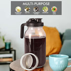 Cold Brew Mason Jar iced Coffee Maker, Durable Glass, - 64 oz (2 Quart / 1.9 Liter), With Handle& Stainless Steel Filter for Iced Brew Coffee, Lemonade, Ice Tea, Homemade Fruit Drinks Container