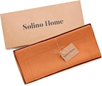 Solino Home Linen Pumpkin Hemstitch Table Runner 48 Inches - 100% Pure Linen Small Table Runner 14 x 48 Inch Ideal for Dresser and Coffee Tables - Classic Hemstitch - Fall, Autumn, Halloween