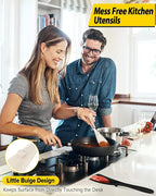 Pack of 2 Cooking Spoons for Non Stick Cookware, Multifunction Spatula Spoon BPA-Free, One-Piece Design, Suitable for Scooping, Scraping, Serving and Mixing(BLACK-KHAKI)