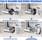 Stainless Steel Meat Grinder Attachments for Mixers, Meat Grinder, Sausage Stuffer, Perfect Grinder Attachment, Dishwasher Safe