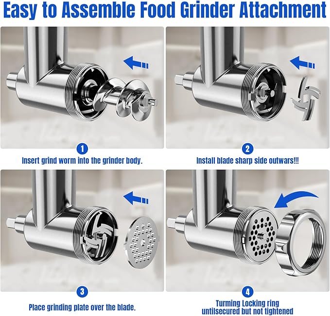 Stainless Steel Meat Grinder Attachments for Mixers, Meat Grinder, Sausage Stuffer, Perfect Grinder Attachment, Dishwasher Safe