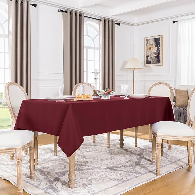Softalker Rectangle Tablecloth, Waterproof & Stain Resistant Table Cloths Wrinkle Free Fabric Washable 210GSM Polyester Table Cover for Dining/Party/Outdoor - 70 x 120 inch,Burgundy