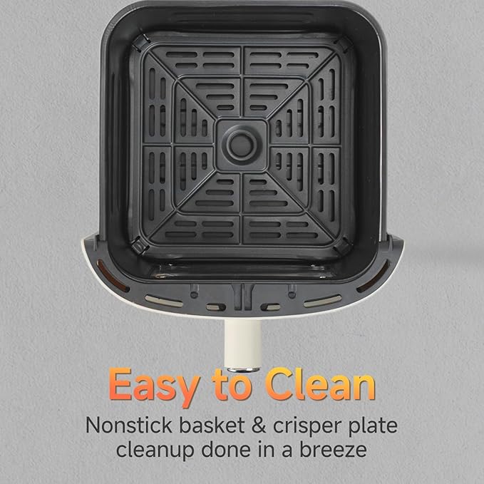 SIMPLUS Air Fryer 7 QT with Easy-View Window, Large Capacity Airfryer for Family, 400°F Rapid Air Crispy Technology, Touch Controls with 10 Presets, Nonstick & Dishwasher Safe Basket - Cream White