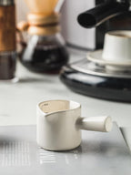 Espresso Measuring Cup, Ceramic Espresso Cup Double Spouts Expresso Shots Cup with Handle, Espresso Accessories, 3 Oz/ 90 Ml, White