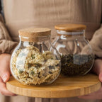 Snminetal 17oz Glass Jar Storage Containers,Wedding Candy Jar Kitchen Canisters, With Cork Airtight Lid, Perfect For Tea, Biscuits, Cereals, Flour, beans, Spices, Coffee Beans (4PCS)