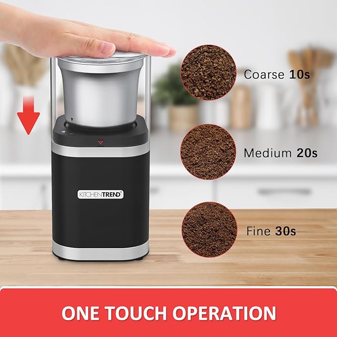Coffee Bean Grinder Electric, Espresso Grinder for Home Use with Removable Stainless Steel Bowl, 12-Cups Coffee Bean Capacity w/Cleaning Brush (Black)
