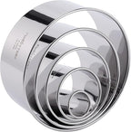 Cookie Cutter Set, 5 Pc. Kit, Measuring 1'', 2'', 3'', 4'' and 5'', Round Metal Baking Rings for Pastry, Biscuits, and Dough Cutting, Heavy Duty and Reusable, Multiple Sizes