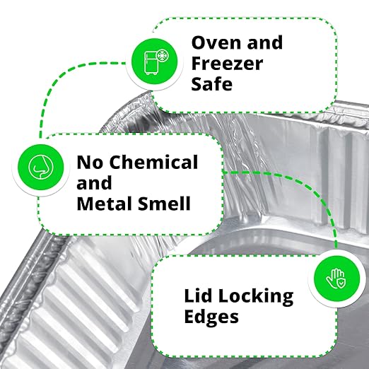 IDL Packaging Half-Size Aluminum Steam Table Pans with Lids - Shallow, 13" x 11" x 1.5" (Pack of 5) - Disposable Foil Pan for Grilling, Roasting, BBQ, Cooking, Baking, Freezing