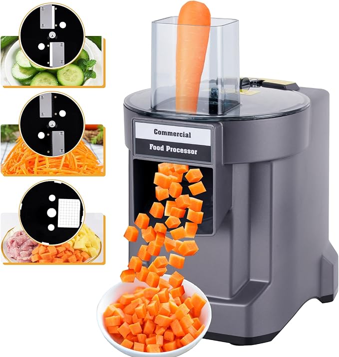 Commercial Vegetable Dicer Chopper 3 IN 1 Food Processor Automatic Potato Slicer&Onion Shredder with 3 Stainless Steel Blades 110V