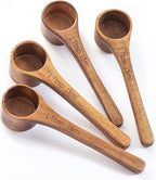 4PCS Wooden Measuring Scoops Acacia Wood Scoop For Jars Coffee Scoops For Coffee Measuring Spoons Wooden Scoops For Containers Daily Powder Salt Bath Soap Scooper