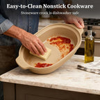 MAGNIFIQUE Casserole Dishes for Oven, 9x12 Porcelain Baking Dish, 4 Quarts Lasagna Pan with Handles, Oven Safe up to 500°F or on Stovetop, Use to Marinate, Cook, Bake, and Serve, Brown