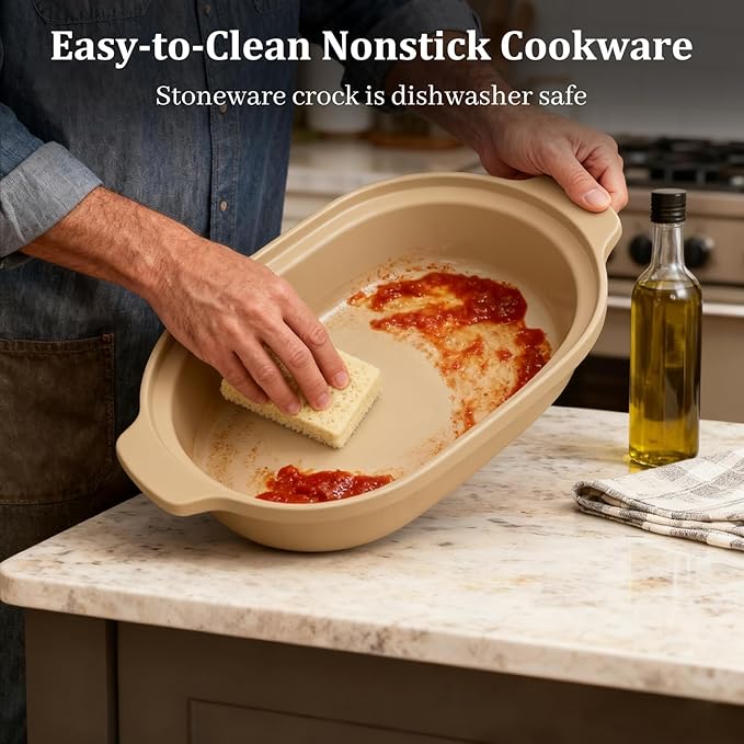 MAGNIFIQUE Casserole Dishes for Oven, 9x12 Porcelain Baking Dish, 4 Quarts Lasagna Pan with Handles, Oven Safe up to 500°F or on Stovetop, Use to Marinate, Cook, Bake, and Serve, Brown