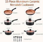 Ceramic Pots and Pans Set, 15PCS Nonstick Set Ceramic Cookware Set, Nonstick Pan Pots and Pans Set Non Stick Cookware set (With-Induction)