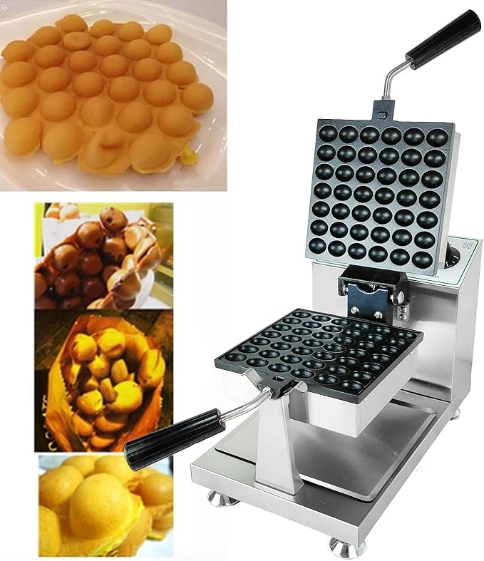 1200W Commercial Mini Pancake Maker, 42 Grids Electric Waffle Maker Non-Stick Stainless Steel Belgian Waffle Iron w/Time & Temper Adjustable|180° Rotating, Large Waffle Machine for Restaurant