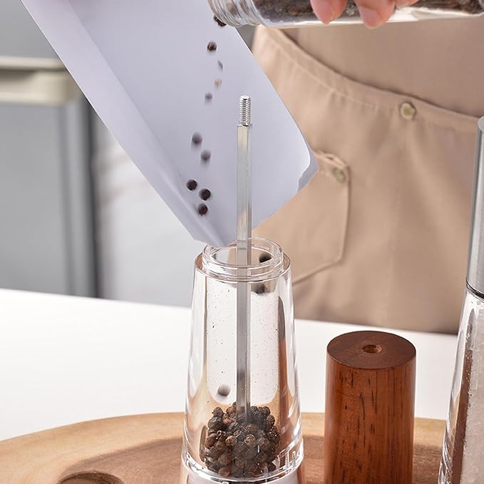 Acrylic kitchen tools grinder Salt and pepper grinder, adjustable thickness, suitable for the home (Dark wood)