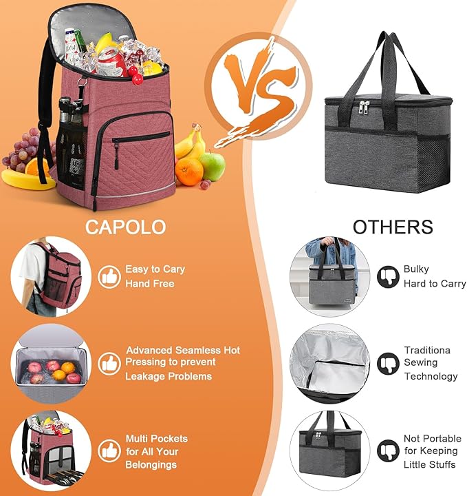 Cooler Backpack Insulated Leakproof Waterproof Backpack Cooler Bag 30/45 Cans, Large Capacity Lightweight Travel Camping Beach Backpack Cooler Ice Chest for Men and Women