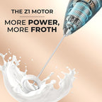 Zulay Milk Frother for Coffee with Upgraded Titanium Motor - Handheld Frother Whisk, Milk Foamer, Mini Blender and Electric Mixer Coffee Frother for Frappe, Latte, Matcha, No Stand - Metallic Black