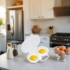 2-Cavity Nonstick Microwave Egg Poacher with Lid -White Plastic Egg Cooker for Perfect Poached Eggs