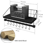 Alsonerbay Floating Shelves Wall Shelves for Bedroom, Bathroom Shelves Wall Mounted with Towel Bar, Kitchen Rustic Wood Shelf with Hooks for Hanging Cooking Utensils or Mugs