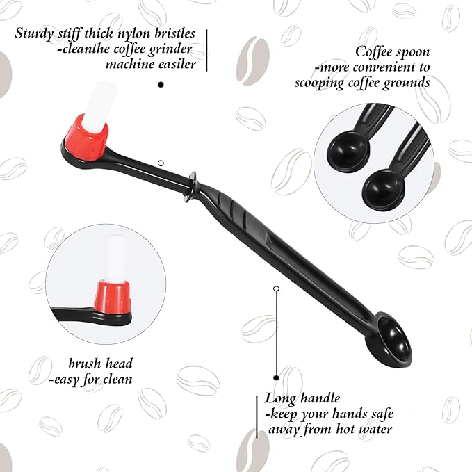 Espresso Coffee Machine Cleaning Brush 2 Pieces Coffee Brush Espresso Cleaning Brush with Spoon Head for Coffee Grinder and Espresso Cleaning