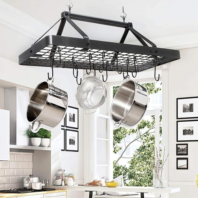 18 Pack ESFUN 4 inch Heavy Duty S Hooks Black Pan Pot Holder Rack Hooks S Shaped Hooks Hangers for Oval Ceiling Pot Rack Hanging Kitchenware Spoons Pans Pots Utensils Clothes Bags Towels Plants