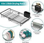 Expandable in Sink Dish Drying Rack - Adjustable Dish Rack in Sink, Rustproof Dish Drainer for Kitchen Counter, Dish Strainer with Utensil Holder, Sink Rack Fit for 13"-18" Kitchen Sink