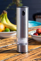Cole & Mason Battersea Electronic Salt & Pepper Mill - One-Button Salt & Pepper Grinder - Refillable & Adjustable Salt & Pepper Shakers - Kitchen Accessories - Stainless Steel - 1 Pack