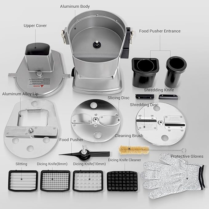 Commercial Vegetable Chopper 200W, Electric Food Processor for Slicing Dicing Shredding, Professional Veggie Cutter for Restaurant, Hotel School, Cafeteria, French Fry, Cheese Grater