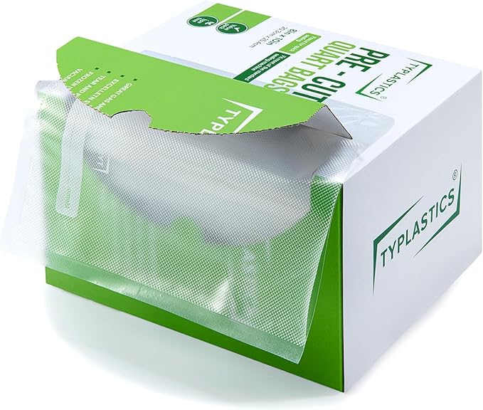 TYPLASTICS Quart 300 Count Vacuum Sealer Bags, for Food Saver, Vac Storage, Meal Prep, Pre-Cut
