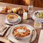 AmorArc 24 Pieces Ceramic Dinnerware Sets for 6, Handpainted Plates and Bowls Set with Rustic Terracotta Underside, Scratch Resistant Stoneware Dishes Set, Dishwasher & Microwave Safe, White