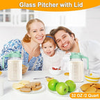 Mason Jar Pitcher, 32 OZ Breast Milk Pitcher Double Leak Proof with Pour Spout Handle, Wide Mouth Iced Tea Pitcher for Fridge, Creamer Container for Coffee, Sun Tea juice (Green,1 Pack)