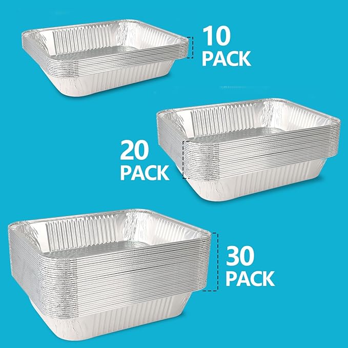 9x13 Thickened Aluminum Foil Pans, 20Pack Extra Deep Disposable Aluminum Pans for Roasting, Baking, Cooking, Food Prep, Chafing, Steam Table, Oven, Cake, and Party Catering.