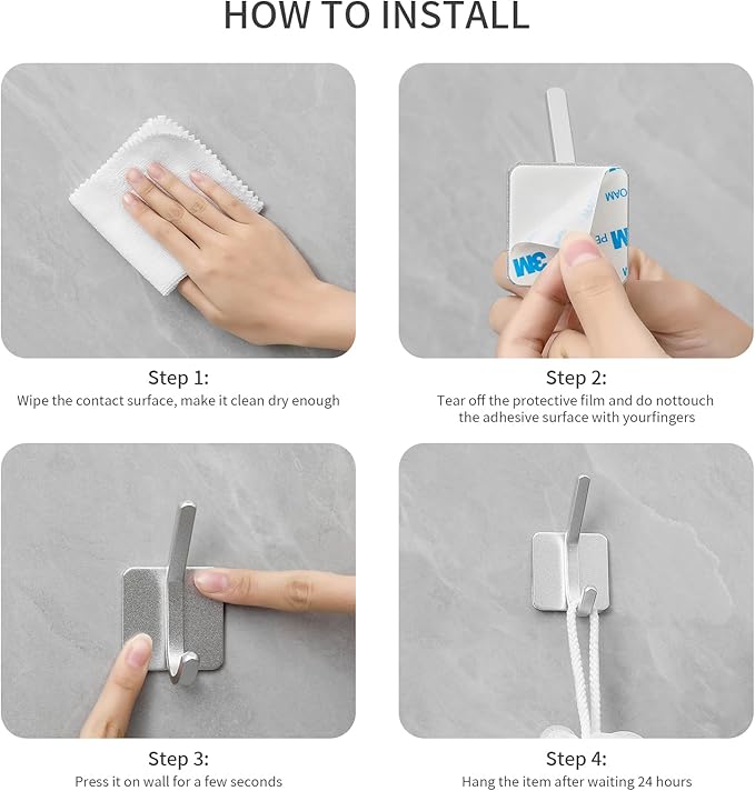 Paoli Heavy Duty Adhesive Hooks,Self-Adhesive Hooks Multiple Colors and Styles 30 lb Maximum Load for Home Schools and Offices (4pc, Black)