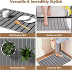 Large Stone Drying Mat for Kitchen Counter, 24"(L)×16"(W), Foldable Diatomaceous Earth Mat, Fast Drying & Absorbent Pad for Dishes, Bottles, Cups, Bathroom & Any Countertop (Gray)