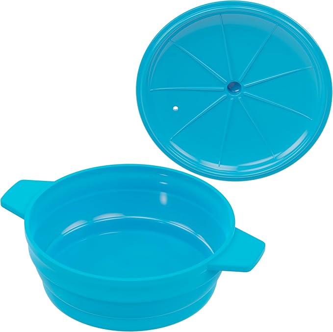 Bakerpan Silicone Microwave Egg Cooker, 4.75" x 1.75" Small Microwave Bowl with Lid, Mini Collapsible Silicone Egg Poacher, 1 1/2 Cup Capacity - Set of 4