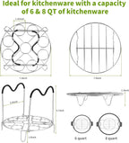 Steamer Cooling Rack Trivet Accessory Set, Include 9-holes Egg Steamer Cooking Rack with Heat Resistant Silicon Handles & Compatible for 6, 8 Quart Pressure Cooker Trivet, Instant Pot Accessories