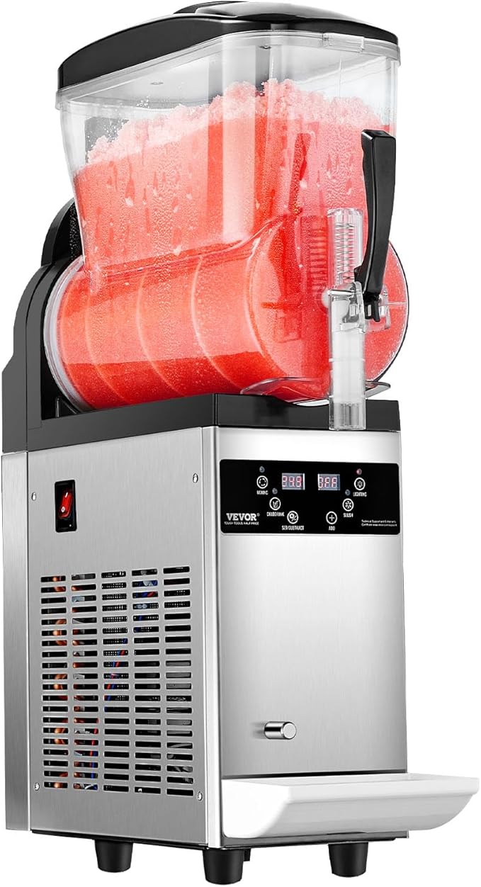 VEVOR Commercial Slushy Machine, 12L Single Tank Frozen Drink Machine, 48 Cups Stainless Steel Margarita Smoothie Frozen Drink Maker, Slushie Maker for Home Party Restaurants Cafe Bars