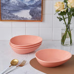 Stone Lain Delilah 8-inch Bowl 6-Piece Dish Set, Porcelain, Peach