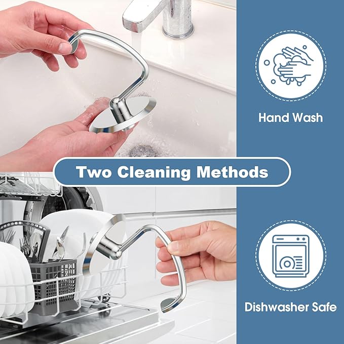 Polished Stainless Steel Dough Hook for Kitchenaid Stand Mixer, Fits 4.5-5Qt Tilt-Head Stand Mixer for Kitchenaid Dough Hook, Replacement for Kitchenaid Mixer Attachments by Cofun