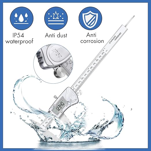 Electronic Digital Calipers, inch and Millimeter Conversion,LCD Screen displays 0-6" Caliper Measuring Tool, Automatic Shutdown, Suitable for DIY/Jewelry Measurement (200mm Stainless Steel)