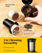 SHARDOR Single Serve Coffee Maker, Hot & Iced Coffee Machine for K Cup and Grounds, 6 to 14 oz Brew Sizes, 50 oz Removable Water Tank, Bold Brew Setting, Pod Coffee Maker with Reusable Filter, Red