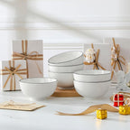 MALACASA Porcelain Soup Bowls, White Ceramic Cereal Bowls for Kitchen, Dishwasher and Microwave Safe, Series Regular 26Oz