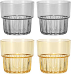 uxcell Clear Plastic Reusable Drinking Glasses, 10oz Drinking Glasses Set Plastic Water Cup Unbreakable Stackable for Beer Cocktail Water Juice Whiskey(Gray/Orange, 4Pcs)