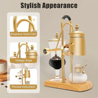 Belgian Balance Siphon Coffee Maker, Vintage Syphon Coffee Machines Vacuum Brewing System, Gold Royal Family Coffee Makers with handle for Home, Café shop (400ml/13.53oz) (Gold)
