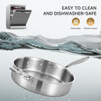 LOLYKITCH 5 Quarts Tri-Ply Stainless Steel Sauté Pan wih Lid, 12 Inch Deep Frying Pan,Jumbo Cooker,Induction Cooking Pan,Dishwasher and Oven Safe,Detachable Handle.